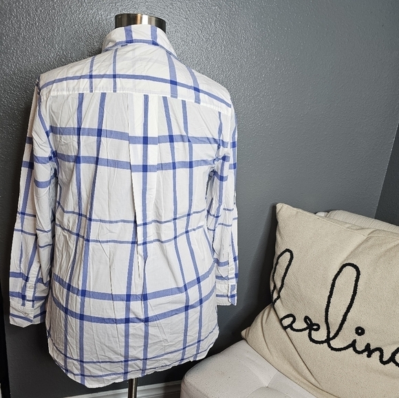 Lane Bryant white with blue stripes button front blouse size 18W - Picture 4 of 5